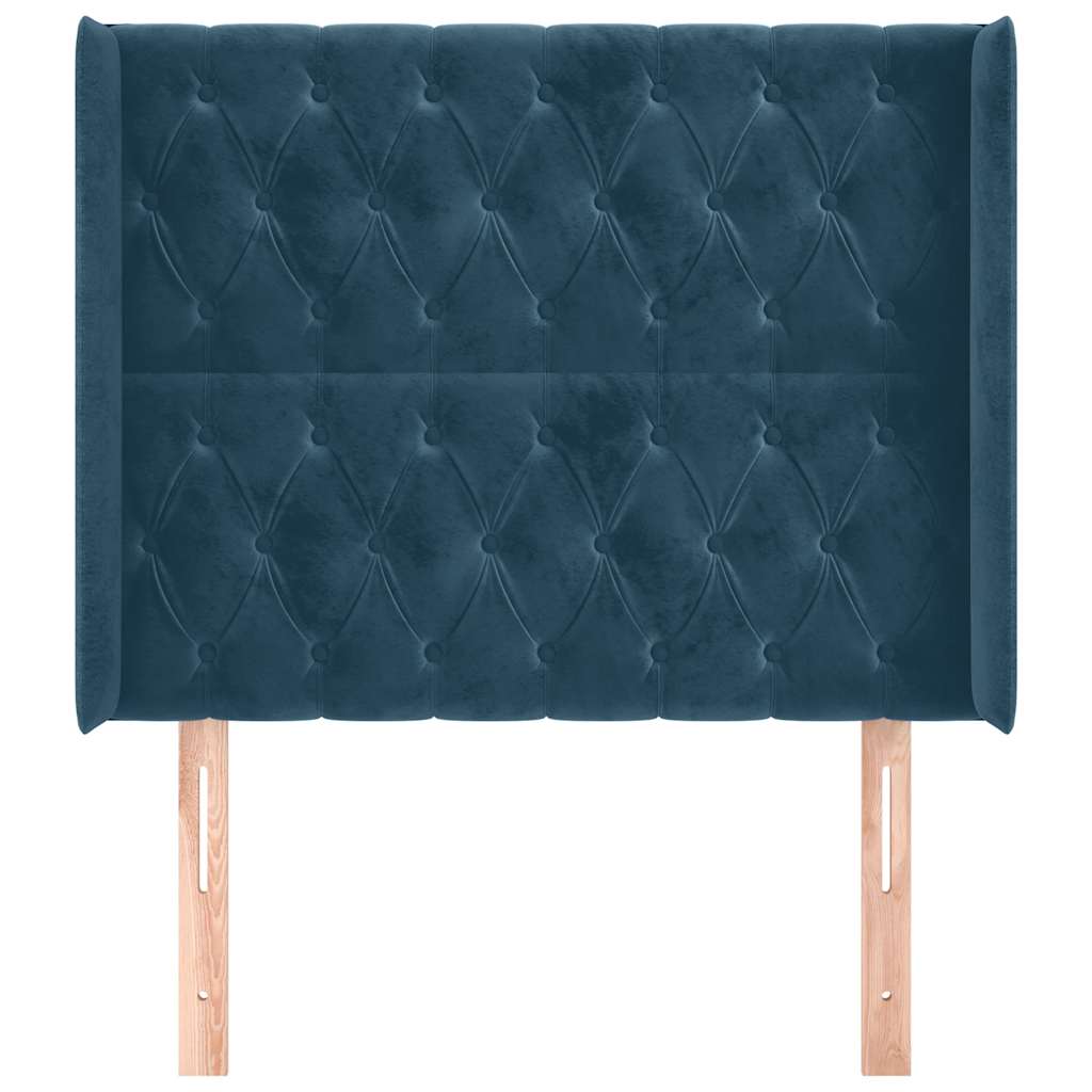 Hoofdbord met randen 93x16x118/128 cm fluweel donkerblauw – afbeelding 3