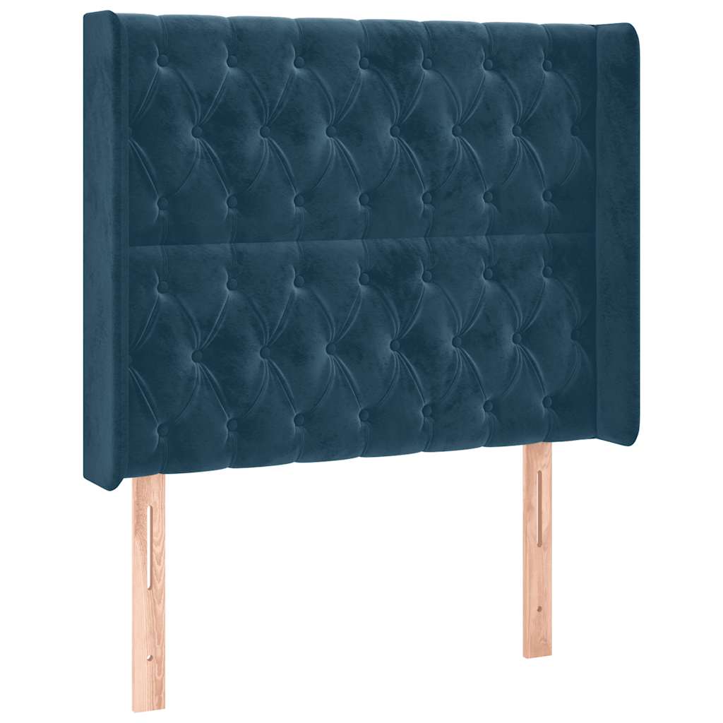 Hoofdbord met randen 103x16x118/128 cm fluweel donkerblauw – afbeelding 2