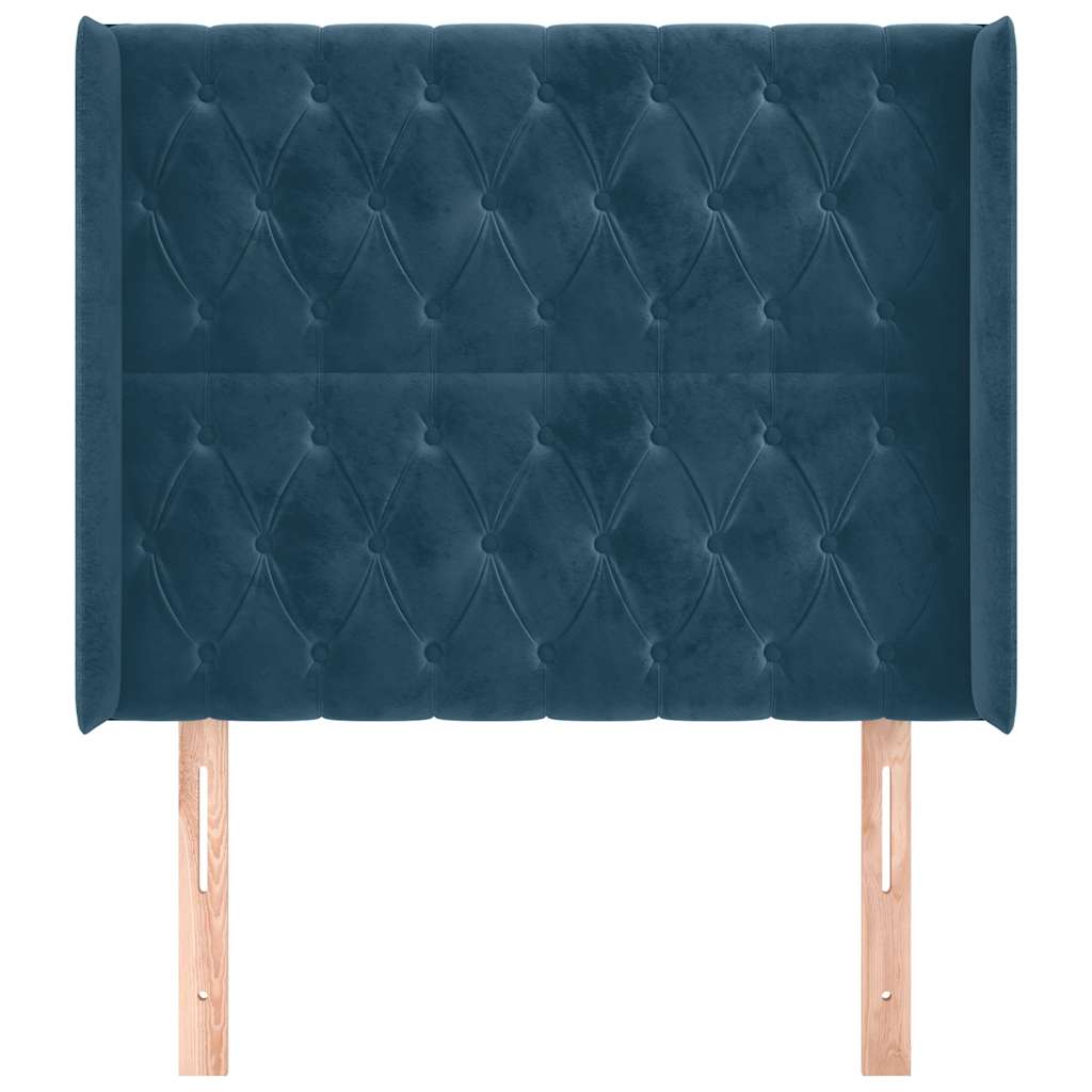 Hoofdbord met randen 103x16x118/128 cm fluweel donkerblauw – afbeelding 3