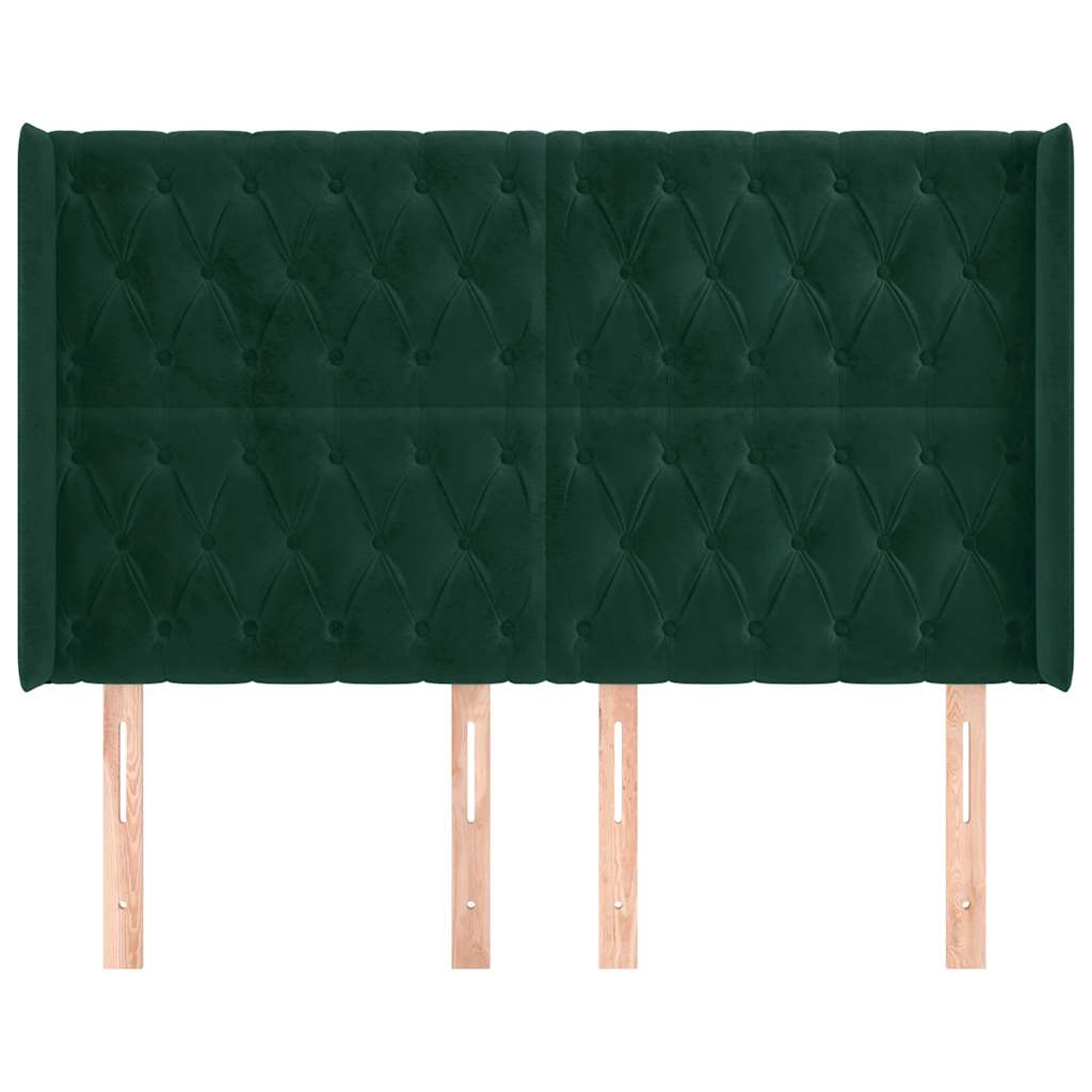 Hoofdbord met randen 163x16x118/128 cm fluweel donkergroen – afbeelding 3