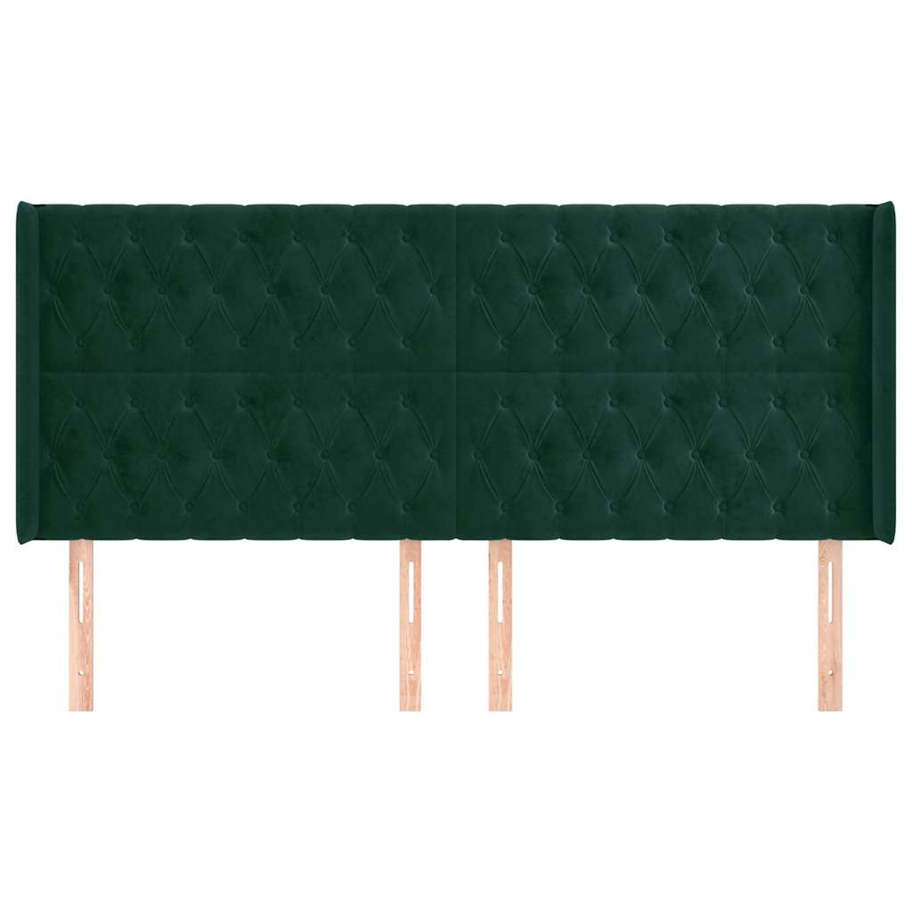 Hoofdbord met randen 183x16x118/128 cm fluweel donkergroen – afbeelding 3