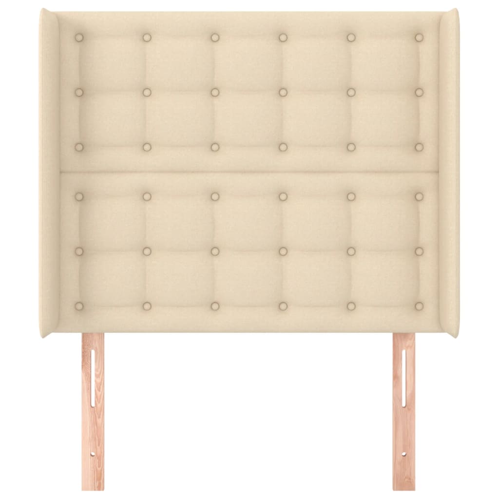 Hoofdbord met randen 83x16x118/128 cm stof crèmekleurig – afbeelding 3