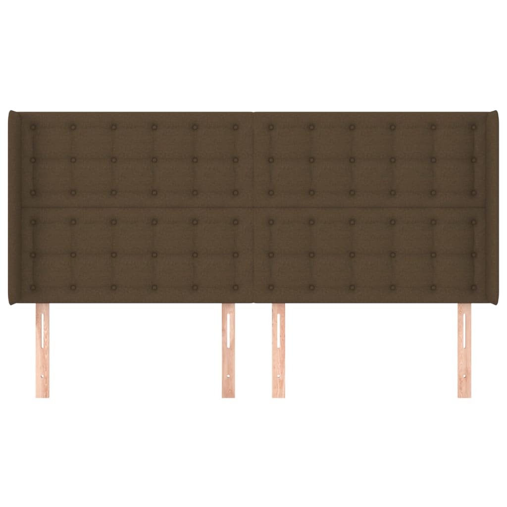 Hoofdbord met randen 163x16x118/128 cm stof donkerbruin – afbeelding 3
