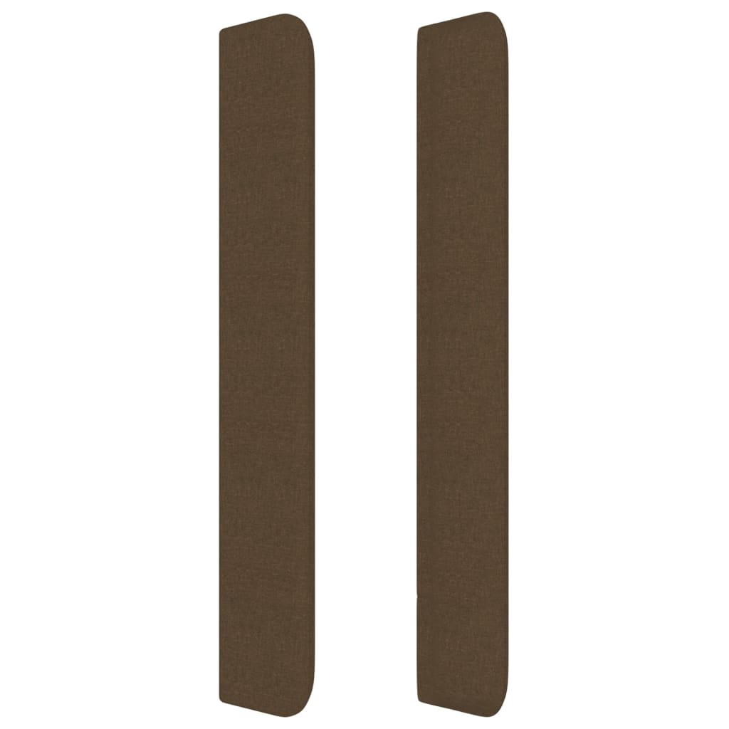 Hoofdbord met randen 163x16x118/128 cm stof donkerbruin – afbeelding 4