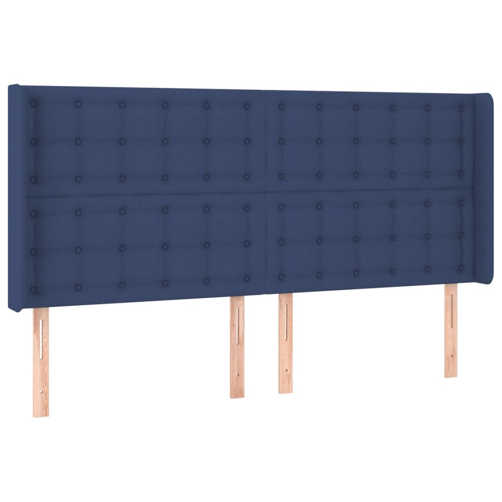 Hoofdbord met randen 183x16x118/128 cm stof blauw – afbeelding 2