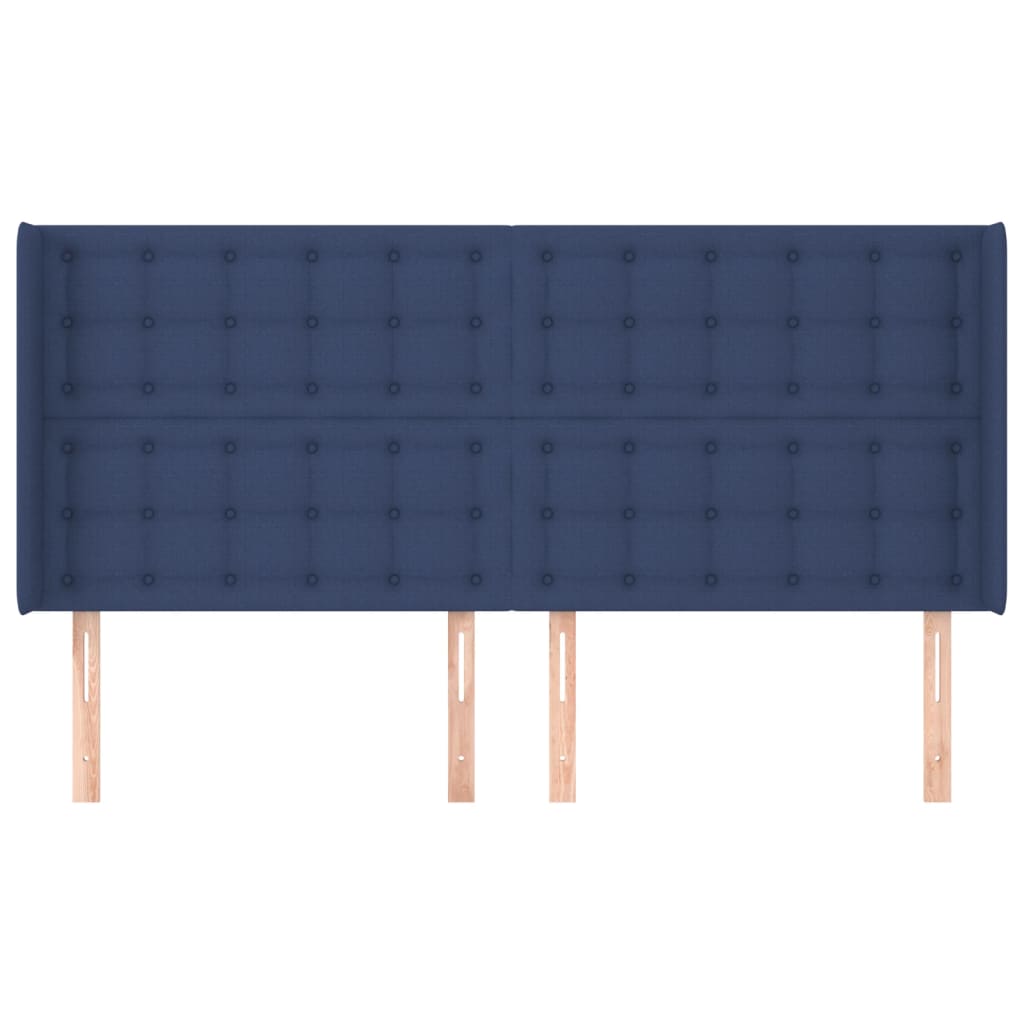 Hoofdbord met randen 183x16x118/128 cm stof blauw – afbeelding 3