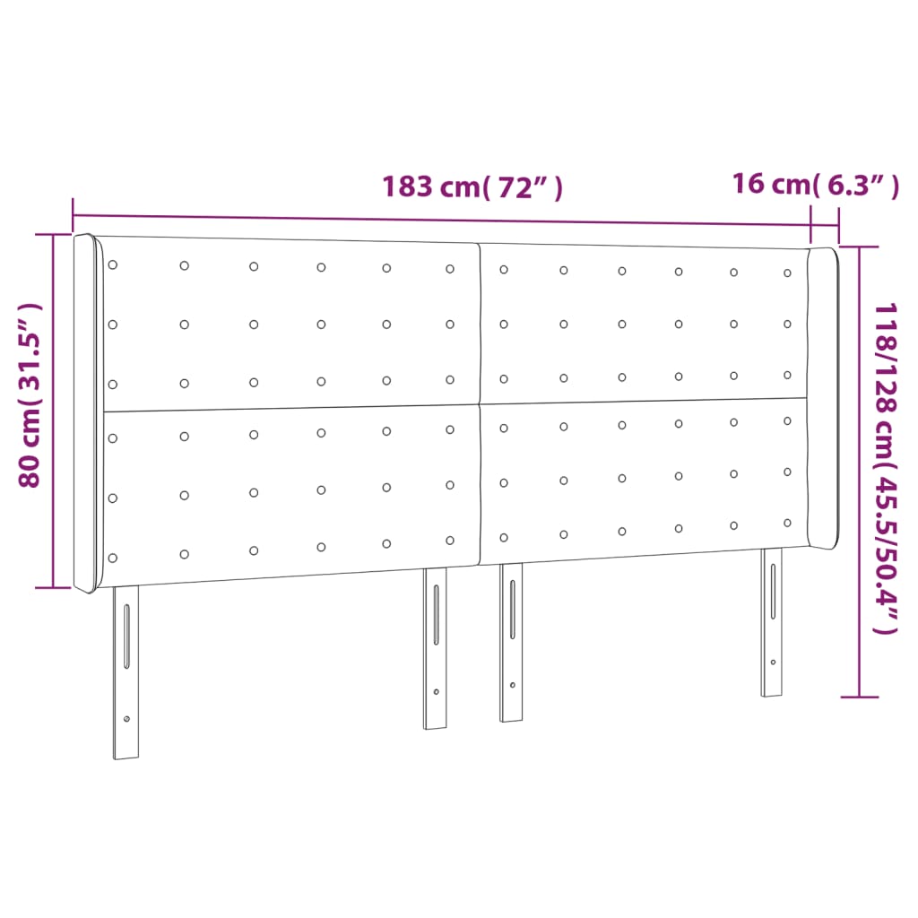 Hoofdbord met randen 183x16x118/128 cm stof blauw – afbeelding 9
