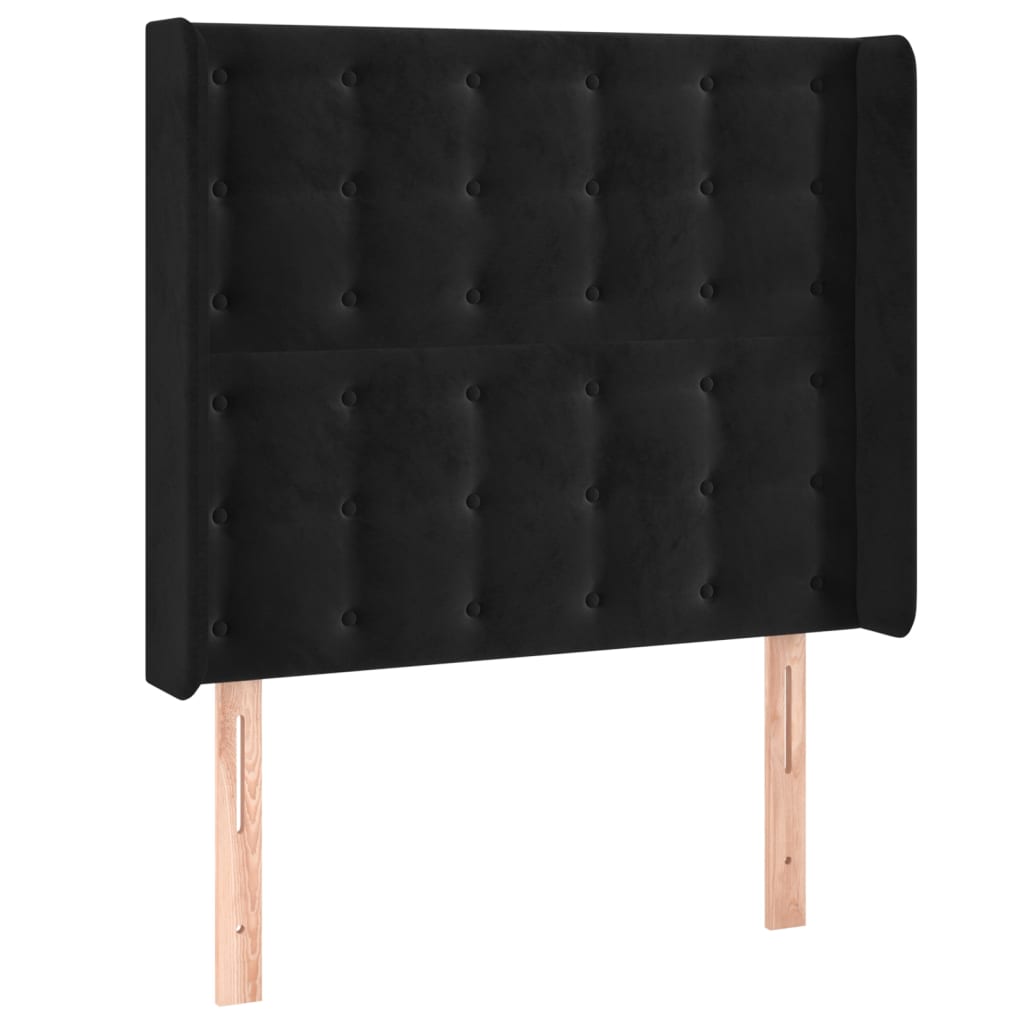 Hoofdbord met randen 83x16x118/128 cm fluweel zwart – afbeelding 2