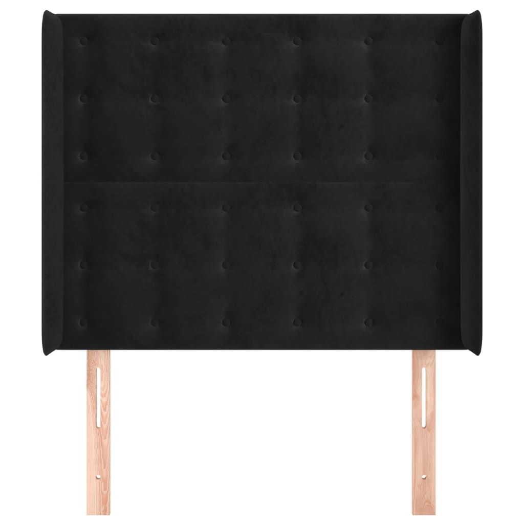 Hoofdbord met randen 83x16x118/128 cm fluweel zwart – afbeelding 3