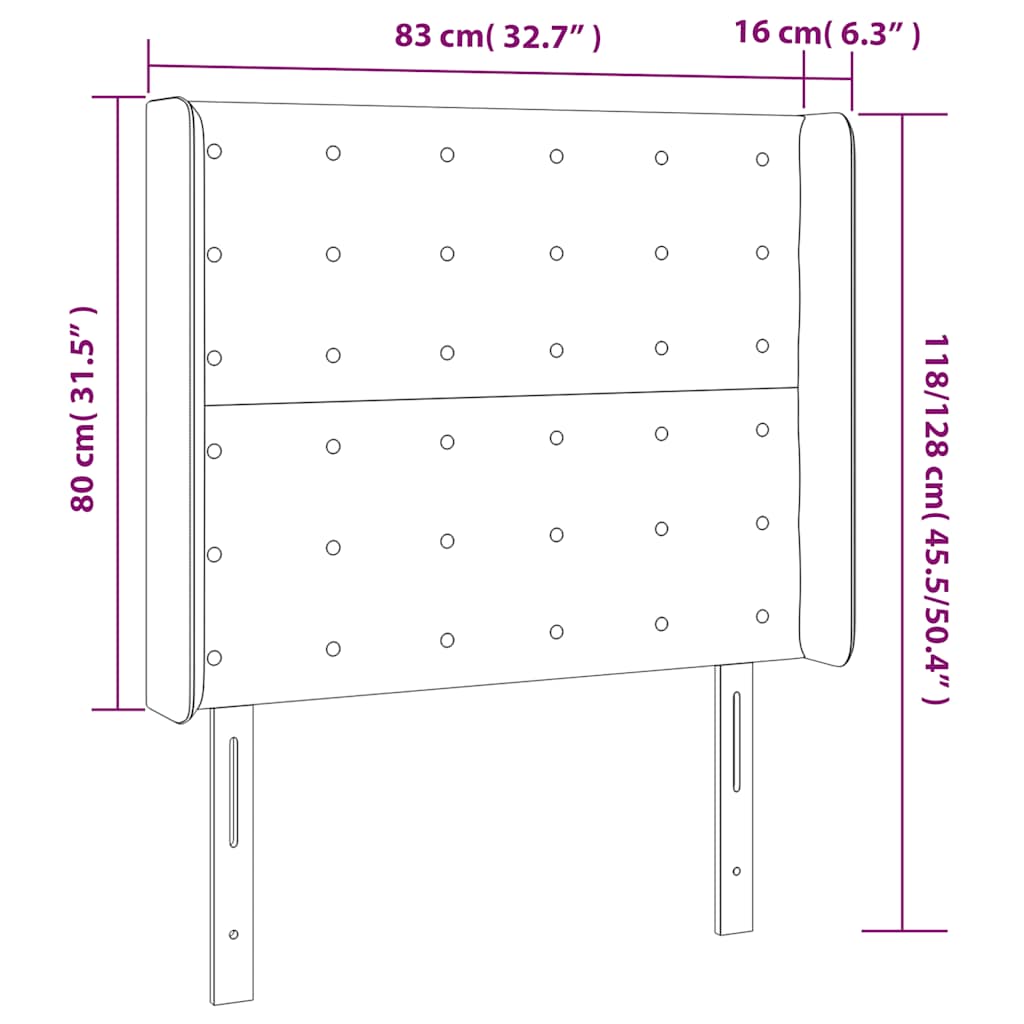 Hoofdbord met randen 83x16x118/128 cm fluweel groen – afbeelding 7