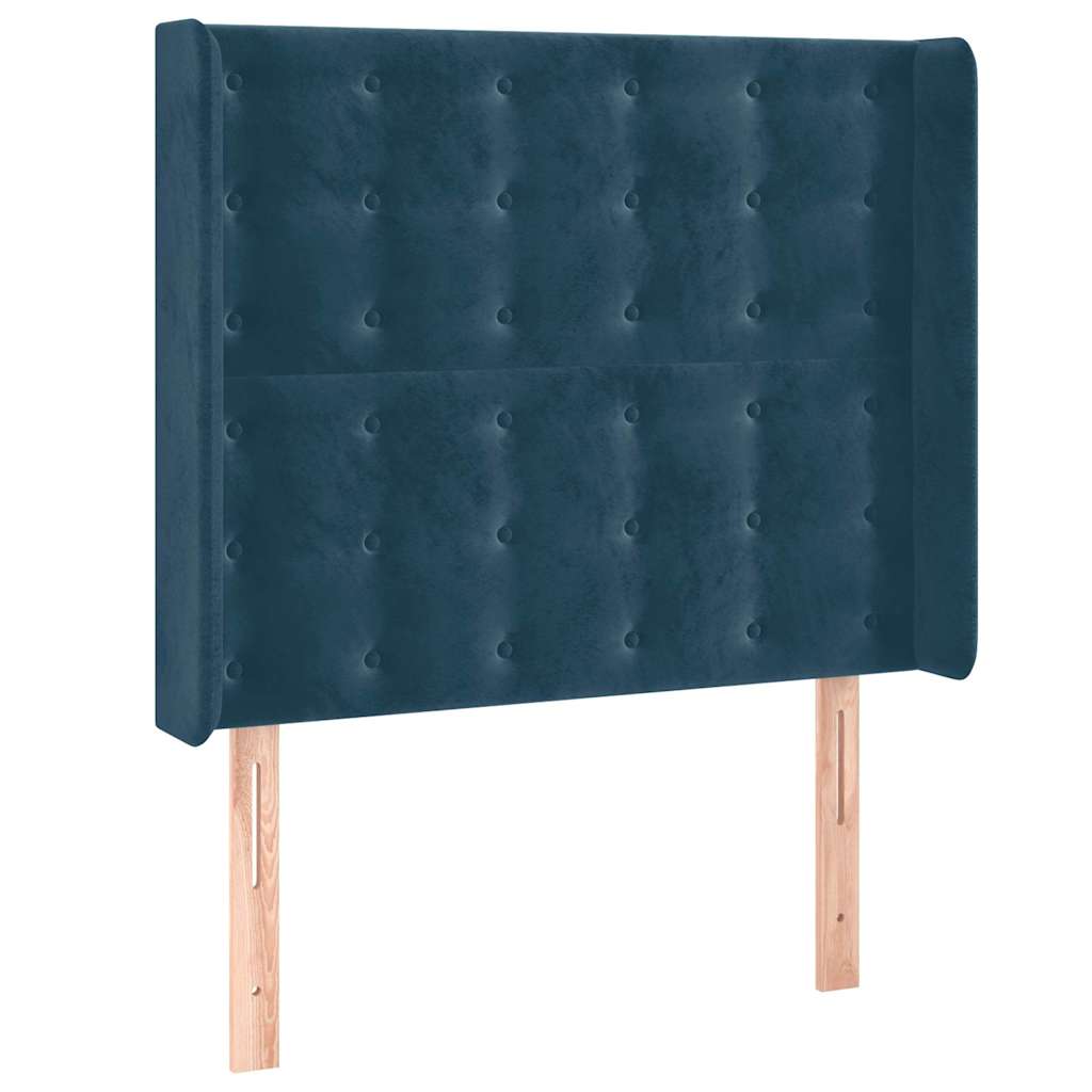 Hoofdbord met randen 83x16x118/128 cm fluweel blauw – afbeelding 2