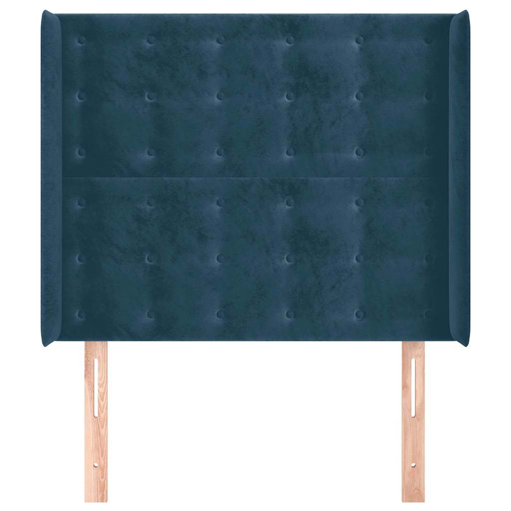 Hoofdbord met randen 83x16x118/128 cm fluweel blauw – afbeelding 3