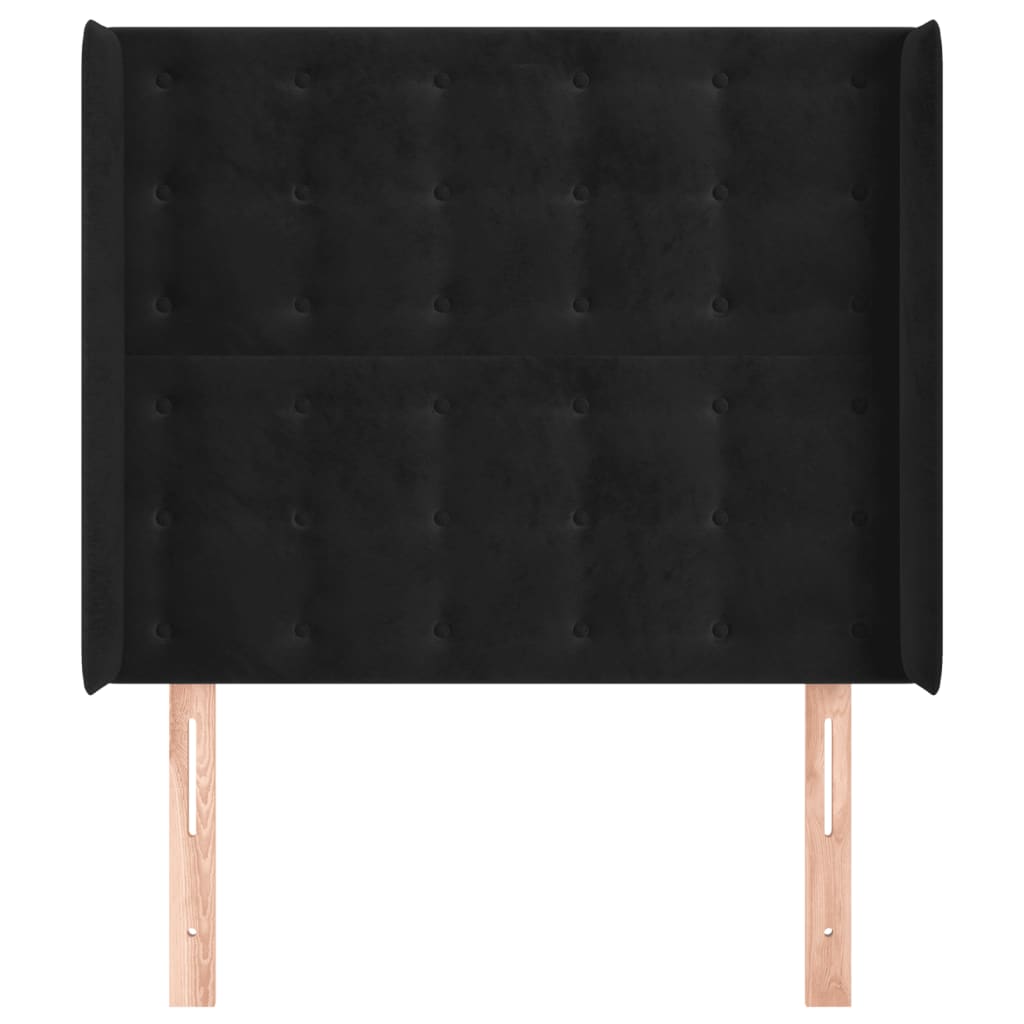 Hoofdbord met randen 93x16x118/128 cm fluweel zwart – afbeelding 3