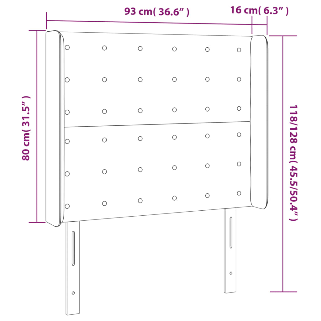 Hoofdbord met randen 93x16x118/128 cm fluweel zwart – afbeelding 9