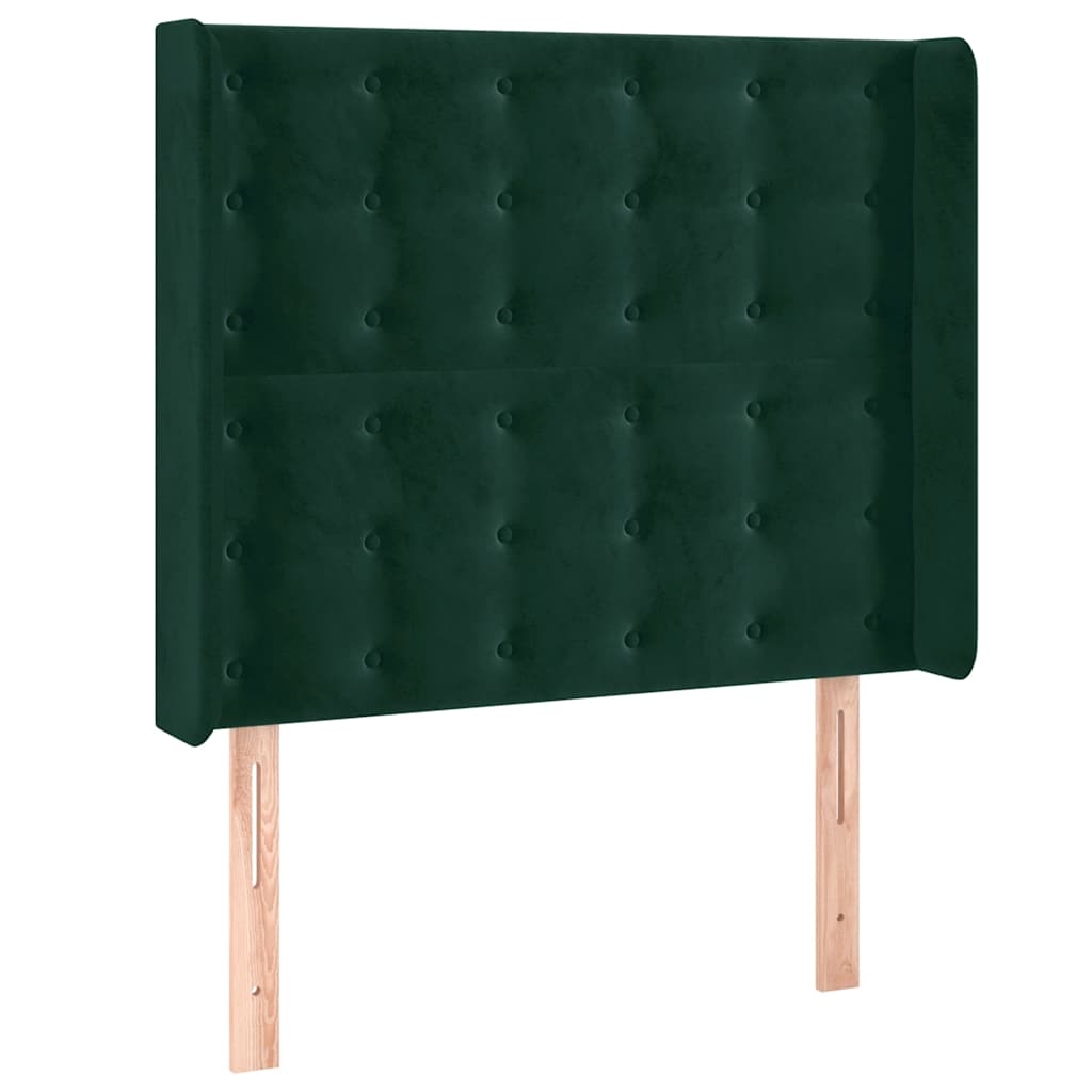 Hoofdbord met randen 93x16x118/128 cm fluweel donkergroen – afbeelding 2