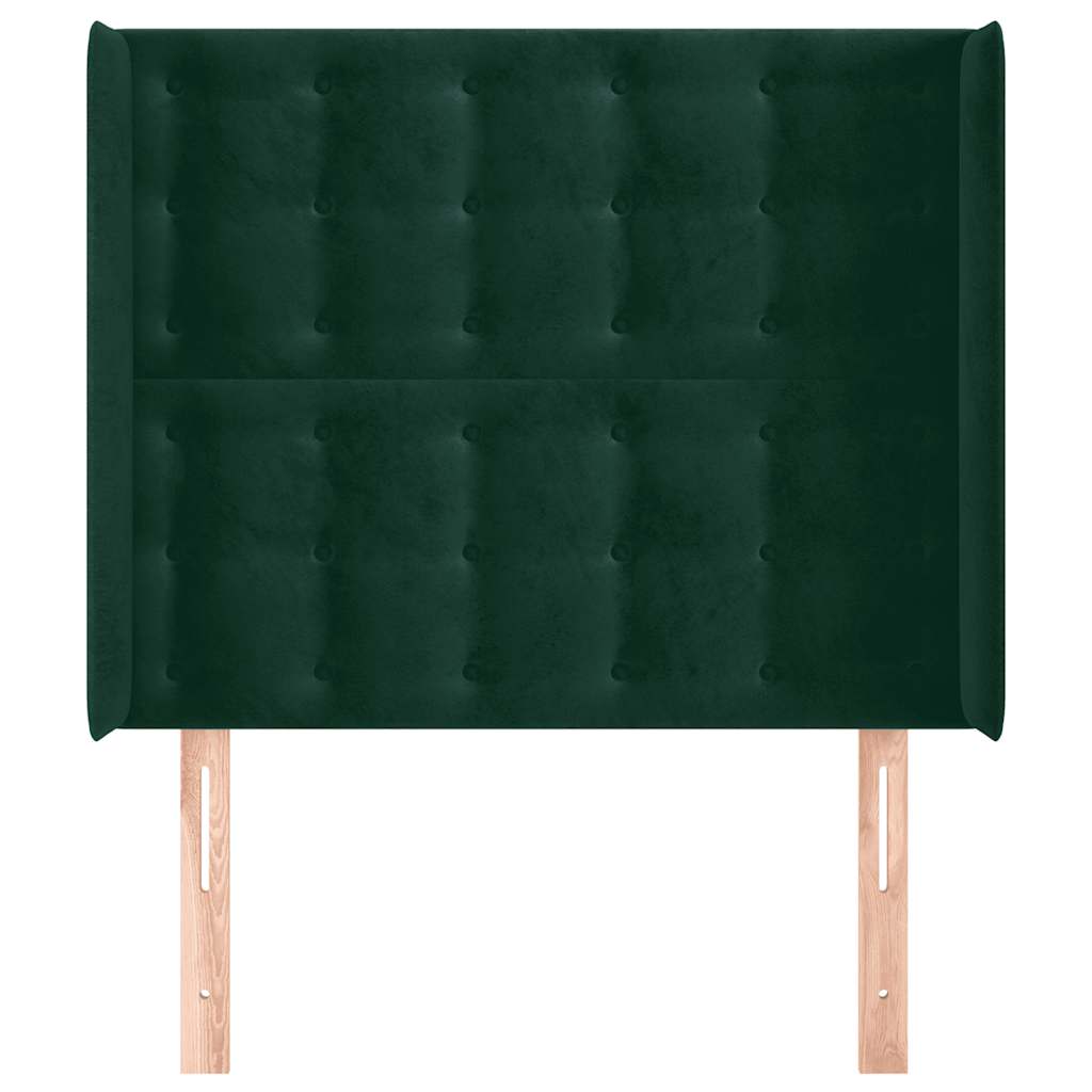 Hoofdbord met randen 93x16x118/128 cm fluweel donkergroen – afbeelding 3