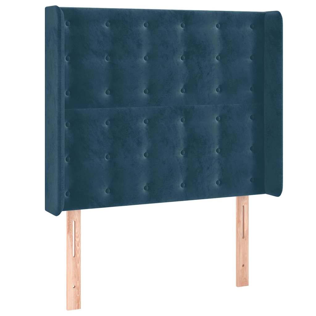Hoofdbord met randen 93x16x118/128 cm fluweel donkerblauw – afbeelding 2