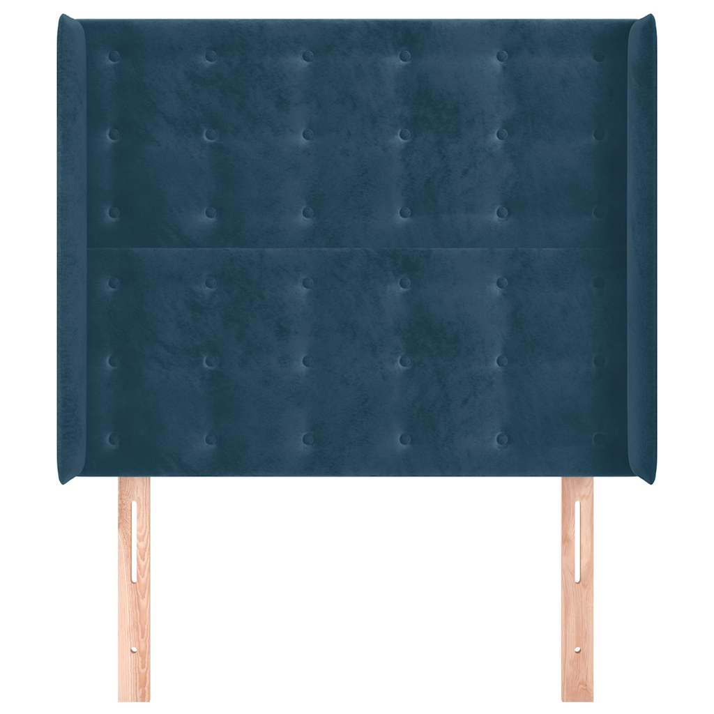 Hoofdbord met randen 93x16x118/128 cm fluweel donkerblauw – afbeelding 3