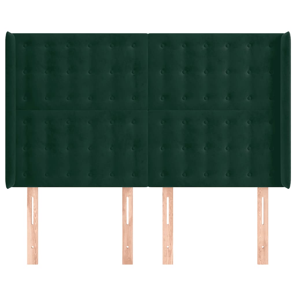 Hoofdbord met randen 147x16x118/128 cm fluweel donkergroen – afbeelding 3