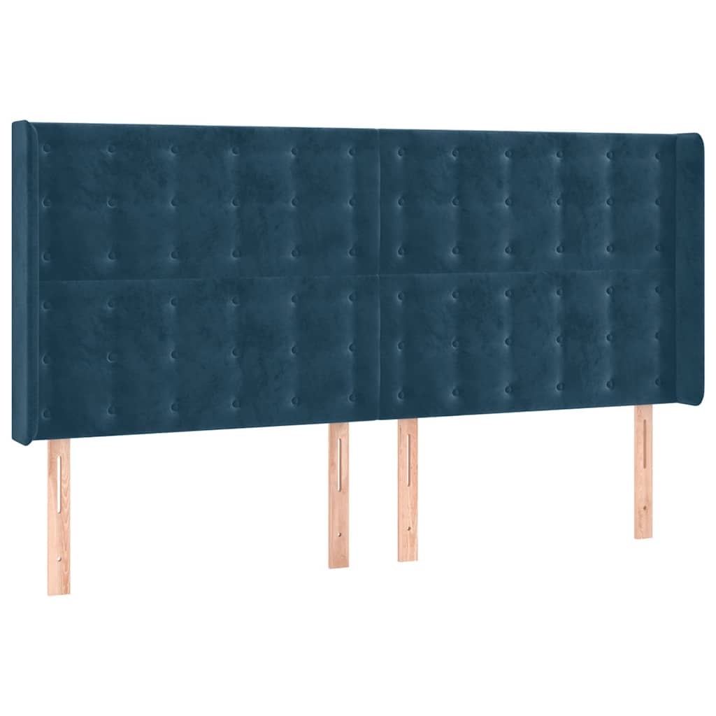 Hoofdbord met randen 183x16x118/128 cm fluweel donkerblauw – afbeelding 2