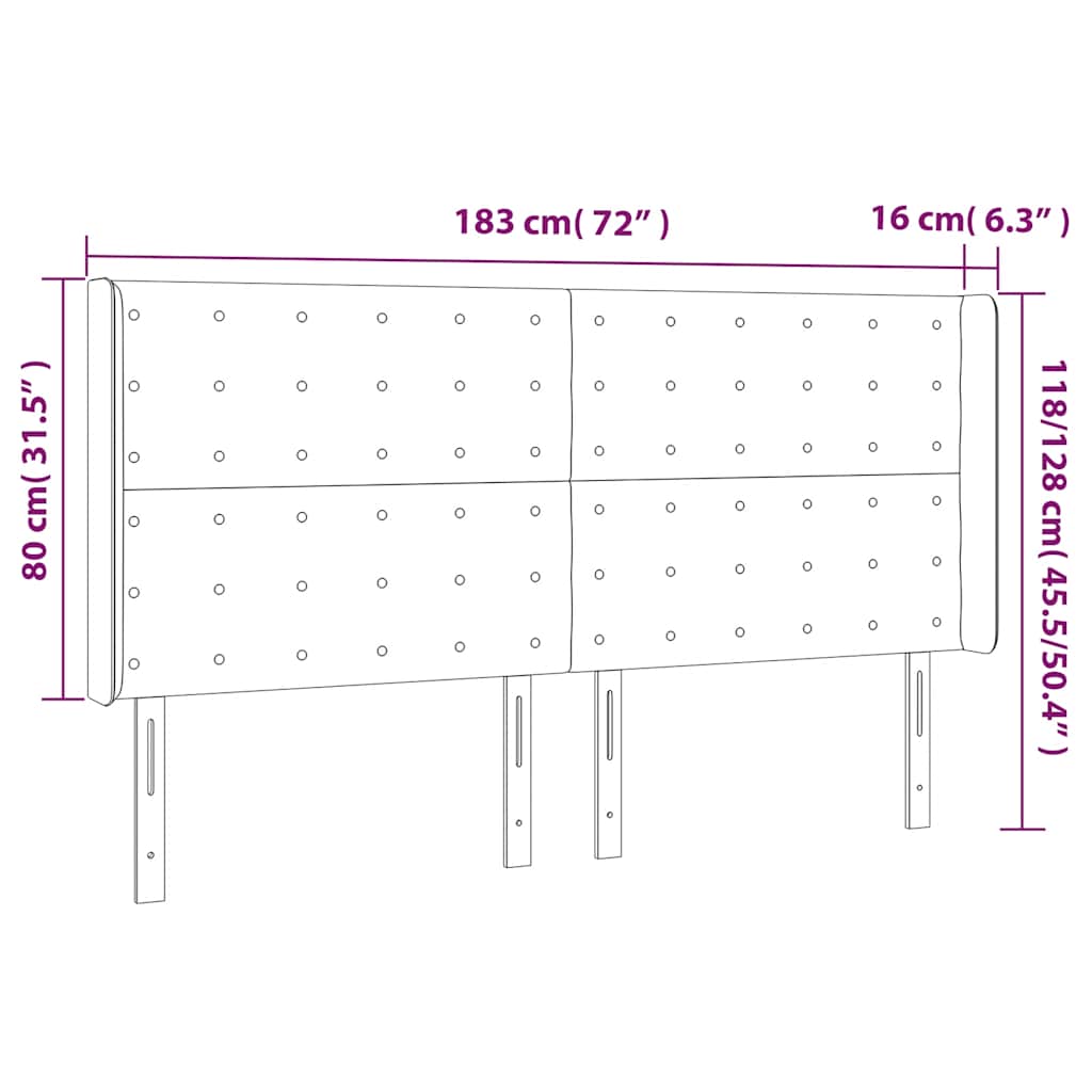 Hoofdbord met randen 183x16x118/128 cm fluweel donkerblauw – afbeelding 9