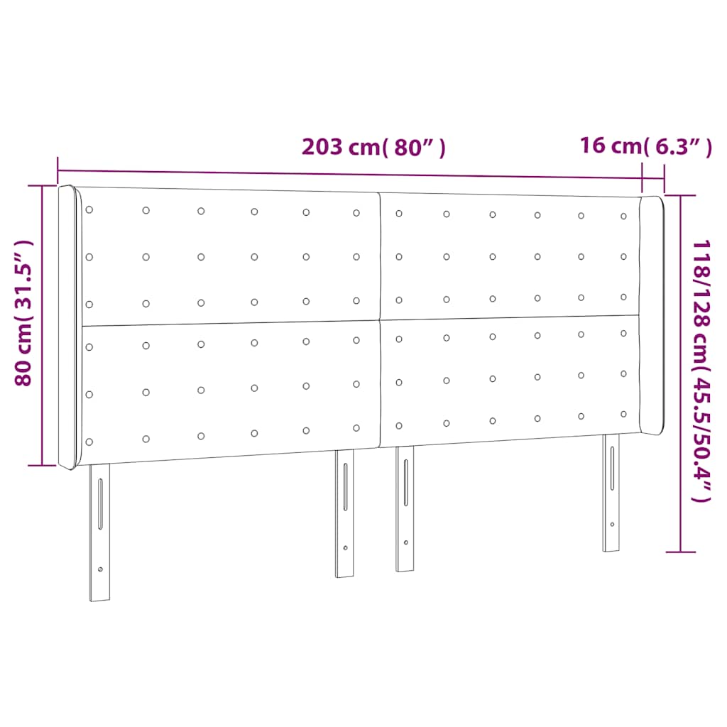 Hoofdbord met randen 203x16x118/128 cm fluweel donkerblauw – afbeelding 9