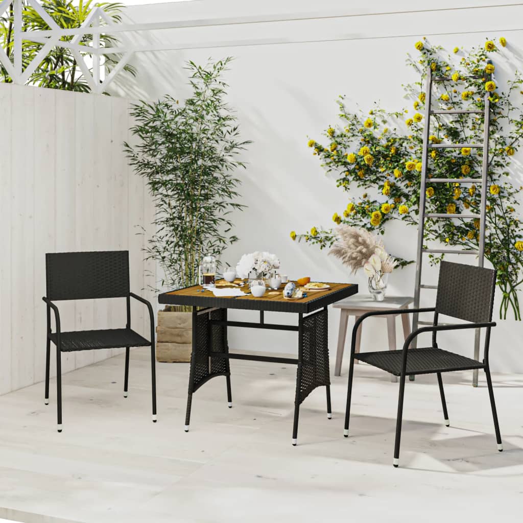 3-delige Tuinset poly rattan zwart – afbeelding 1