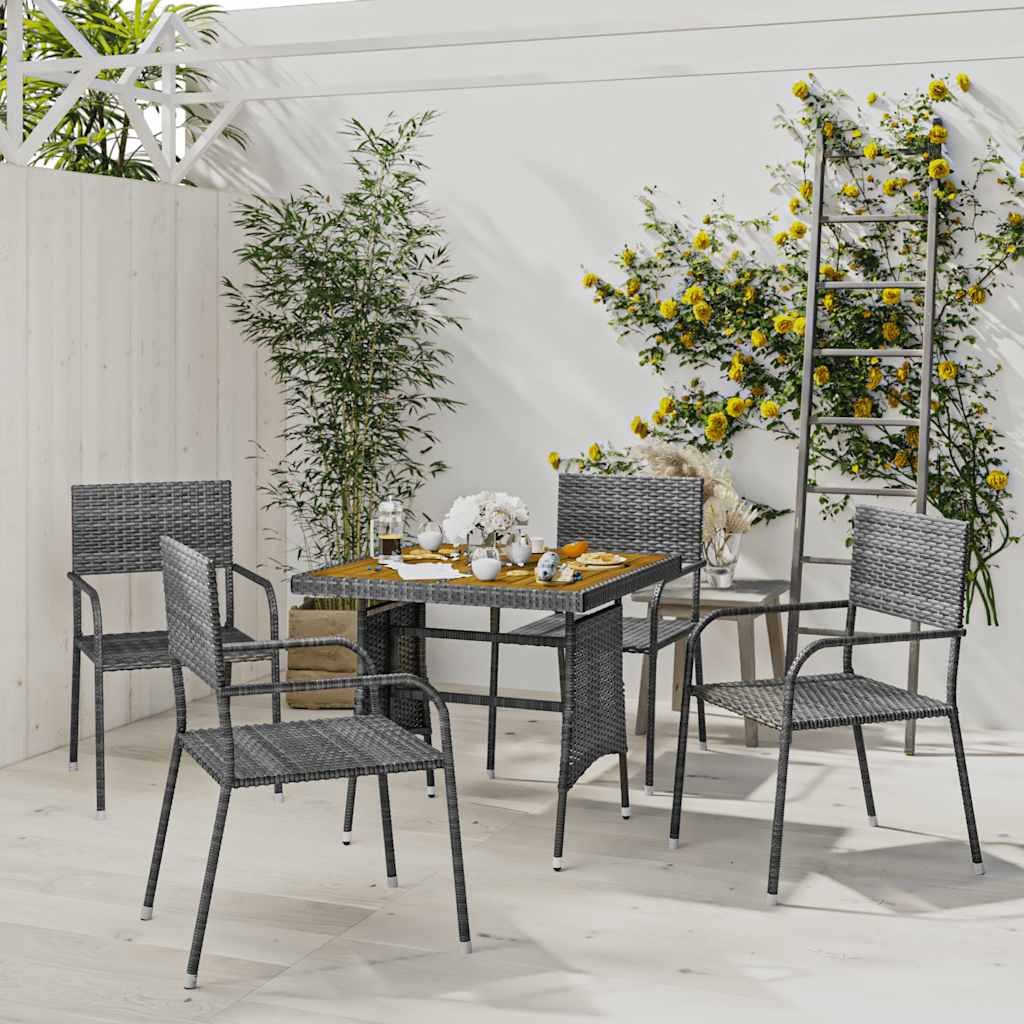 5-delige Tuinset poly rattan grijs