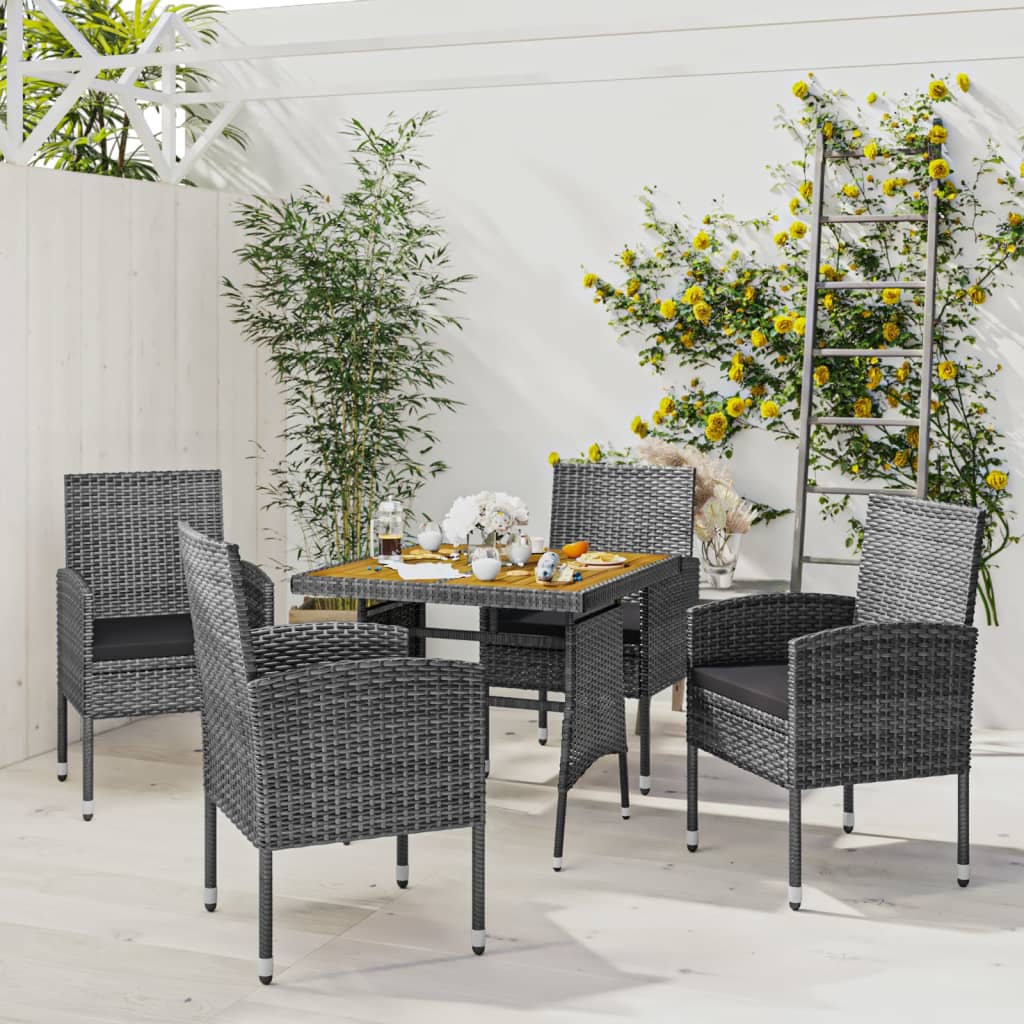 5-delige Tuinset poly rattan grijs – afbeelding 1