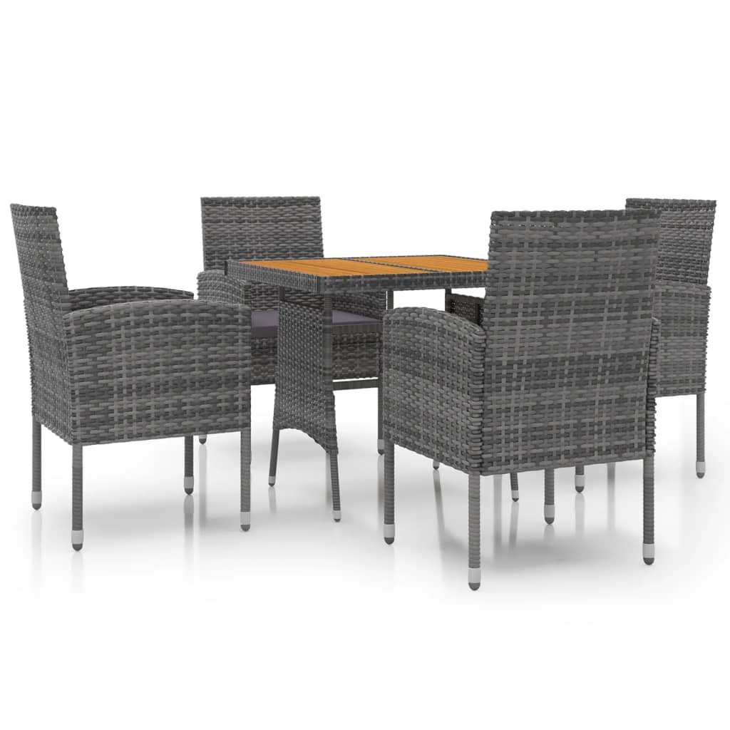 5-delige Tuinset poly rattan grijs – afbeelding 2