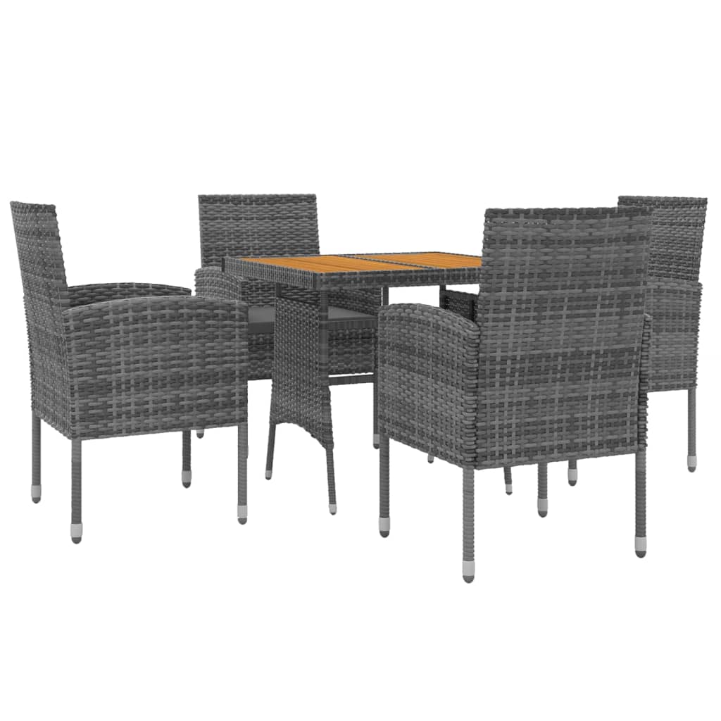 5-delige Tuinset poly rattan grijs – afbeelding 3