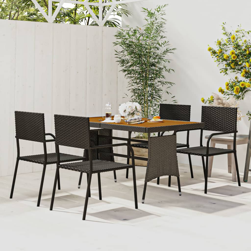 5-delige Tuinset poly rattan zwart
