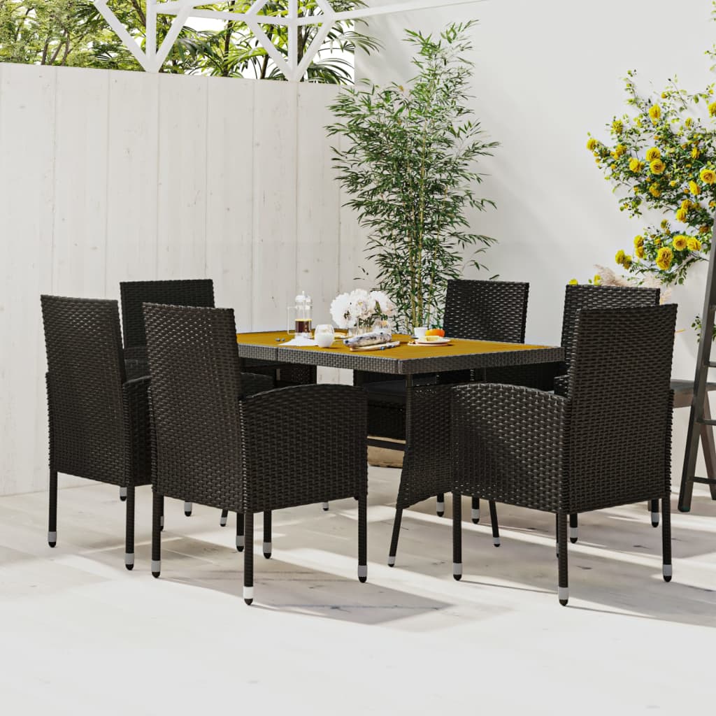 7-delige Tuinset poly rattan zwart – afbeelding 1