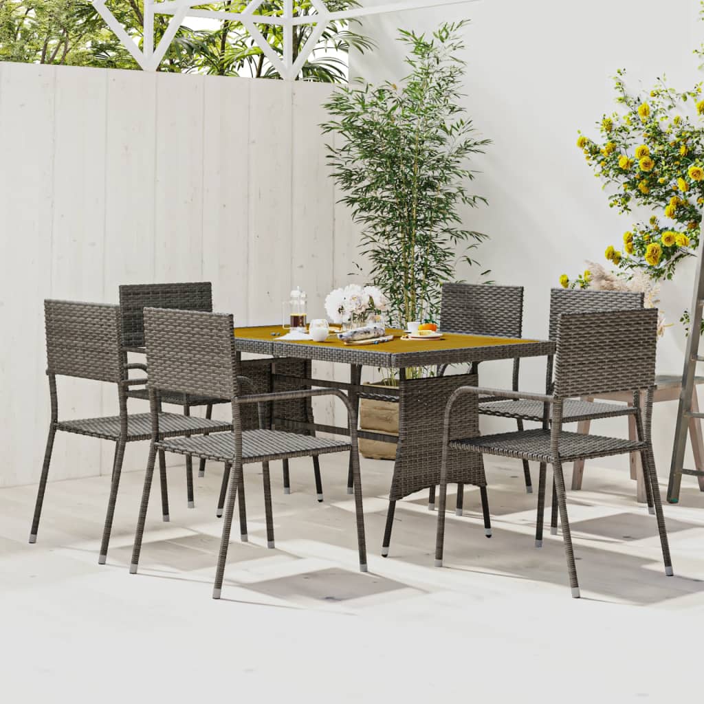 7-delige Tuinset poly rattan grijs