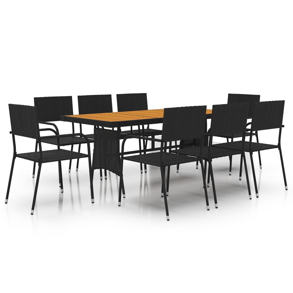 9-delige Tuinset poly rattan zwart – afbeelding 2
