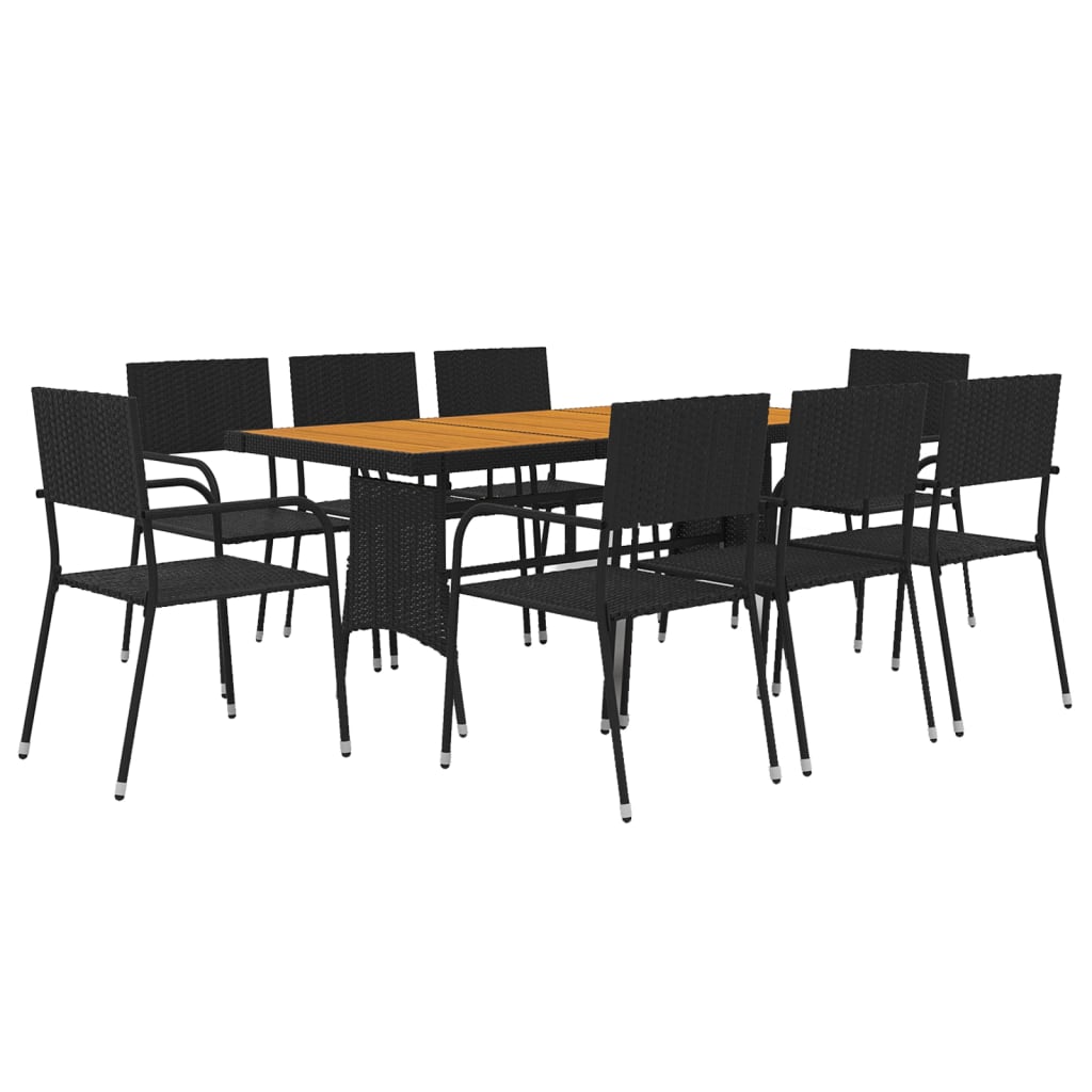 9-delige Tuinset poly rattan zwart – afbeelding 3