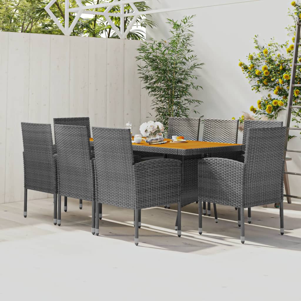 9-delige Tuinset poly rattan grijs – afbeelding 1