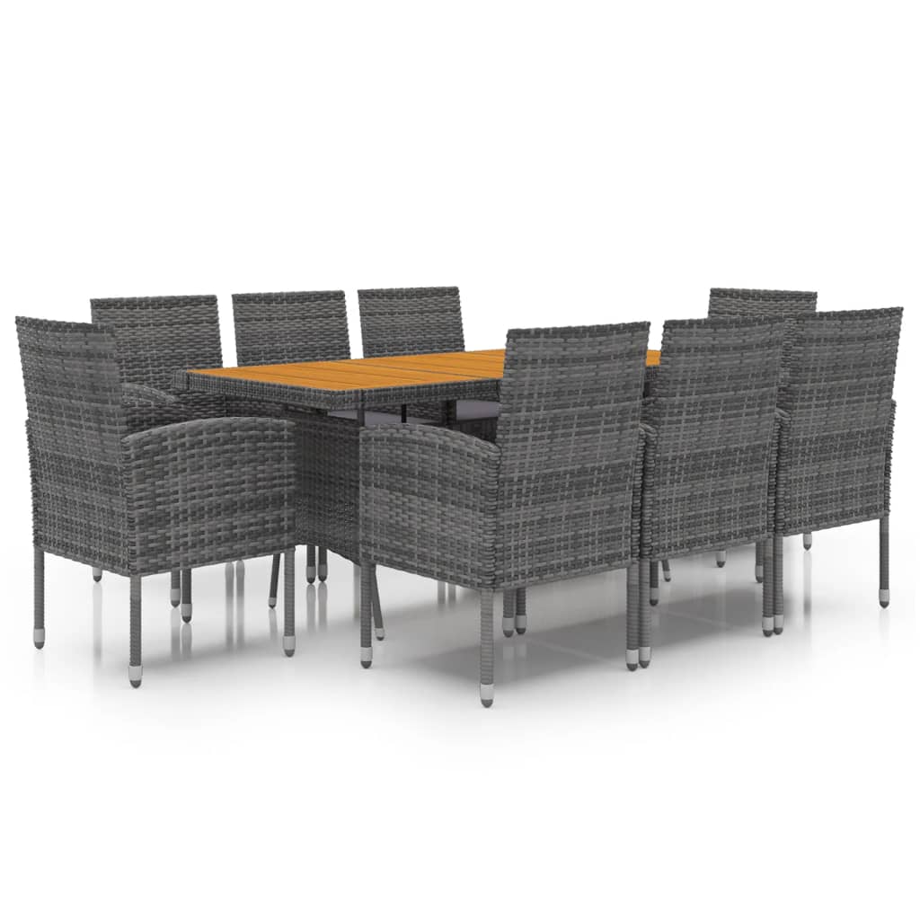 9-delige Tuinset poly rattan grijs – afbeelding 2