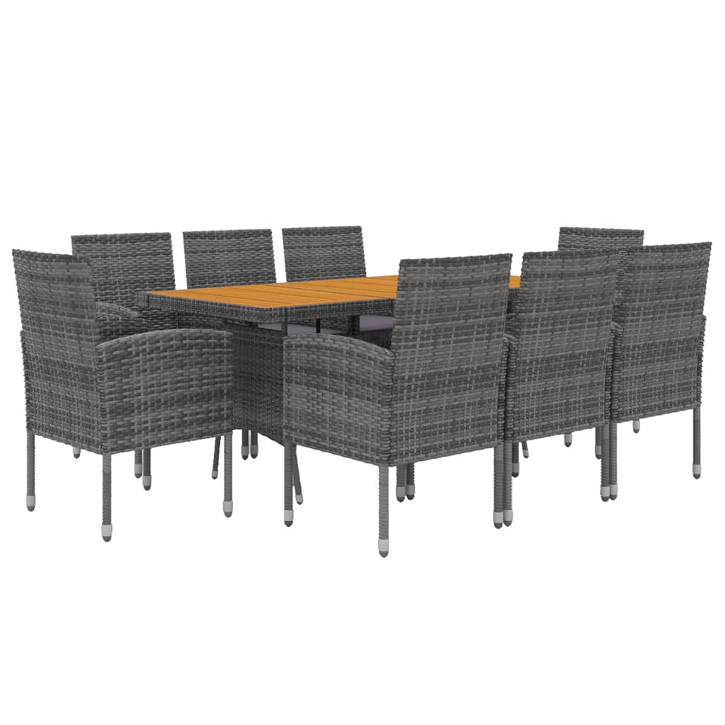 9-delige Tuinset poly rattan grijs – afbeelding 3