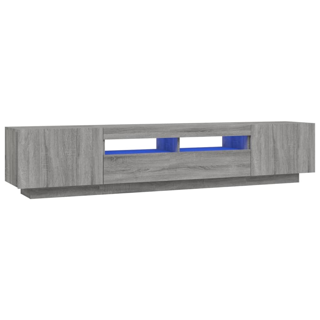 2-delige Tv-meubelset met LED bewerkt hout grijs sonoma eiken – afbeelding 2