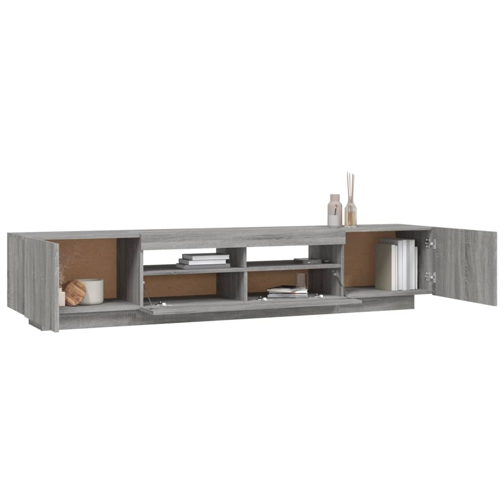 2-delige Tv-meubelset met LED bewerkt hout grijs sonoma eiken – afbeelding 7