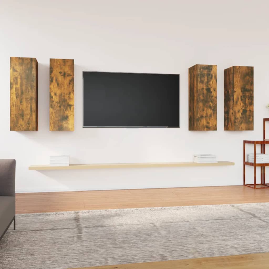 Tv-meubelen 4 st 30,5x30x90 cm bewerkt hout gerookt eikenkleur