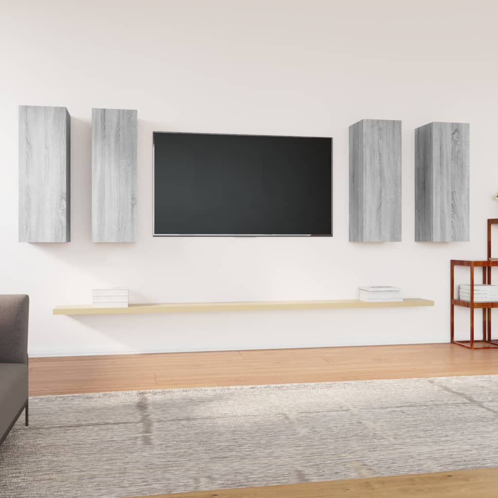Tv-meubelen 4 st 30,5x30x90 cm bewerkt hout grijs sonoma eiken – afbeelding 1