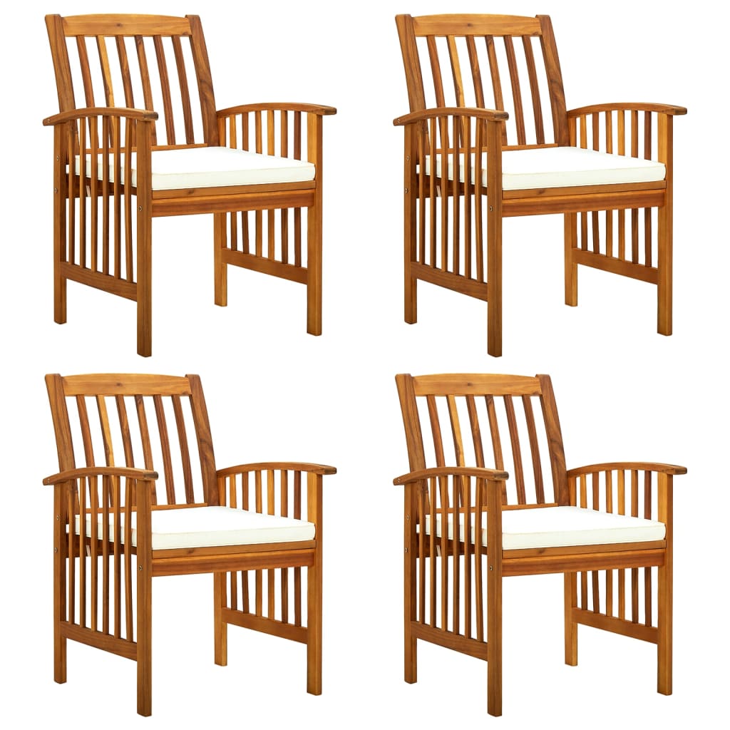 Tuinstoelen 4 stuks met kussens, massief acaciahout – afbeelding 1