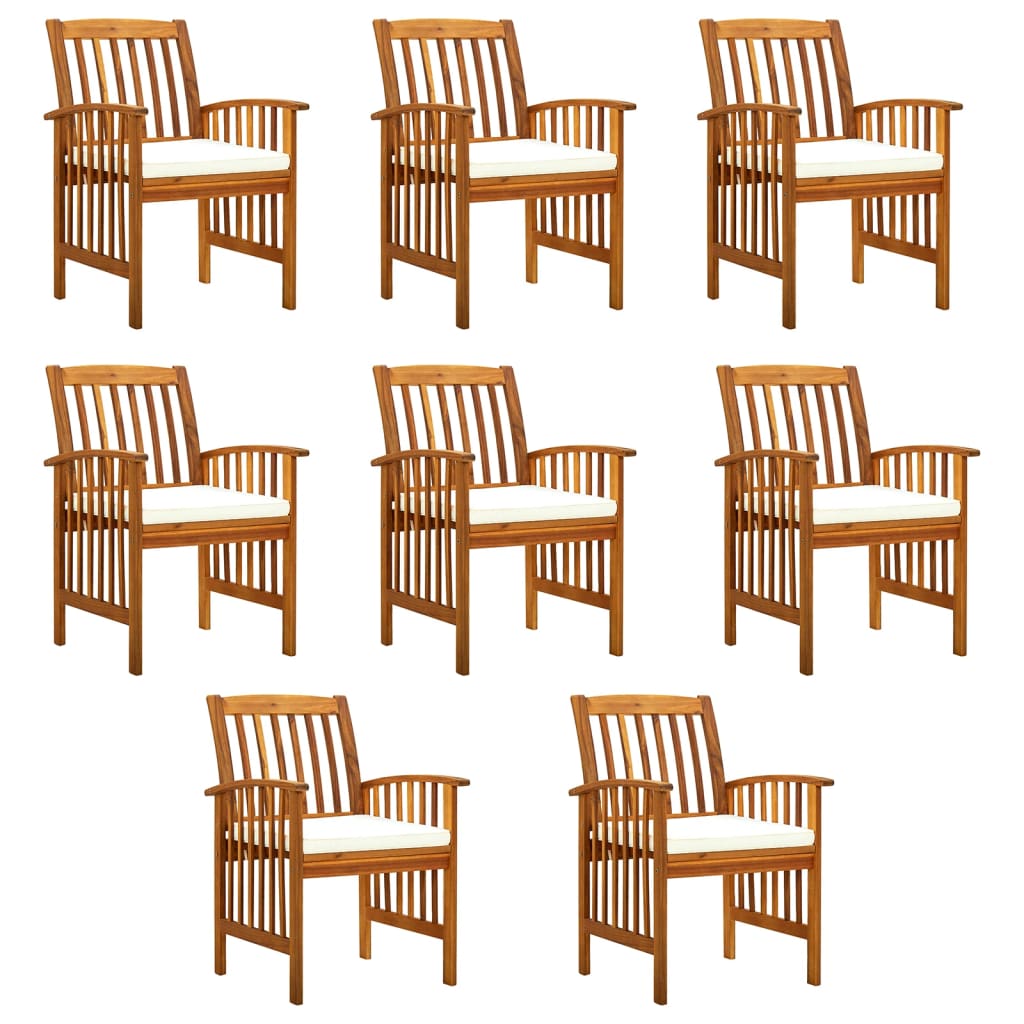 Tuinstoelen 8 stuks met kussens, massief acaciahout