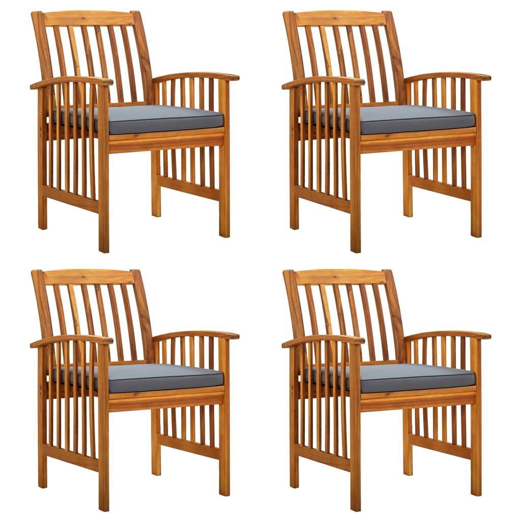 Tuinstoelen 4 stuks met kussens, massief acaciahout – afbeelding 1