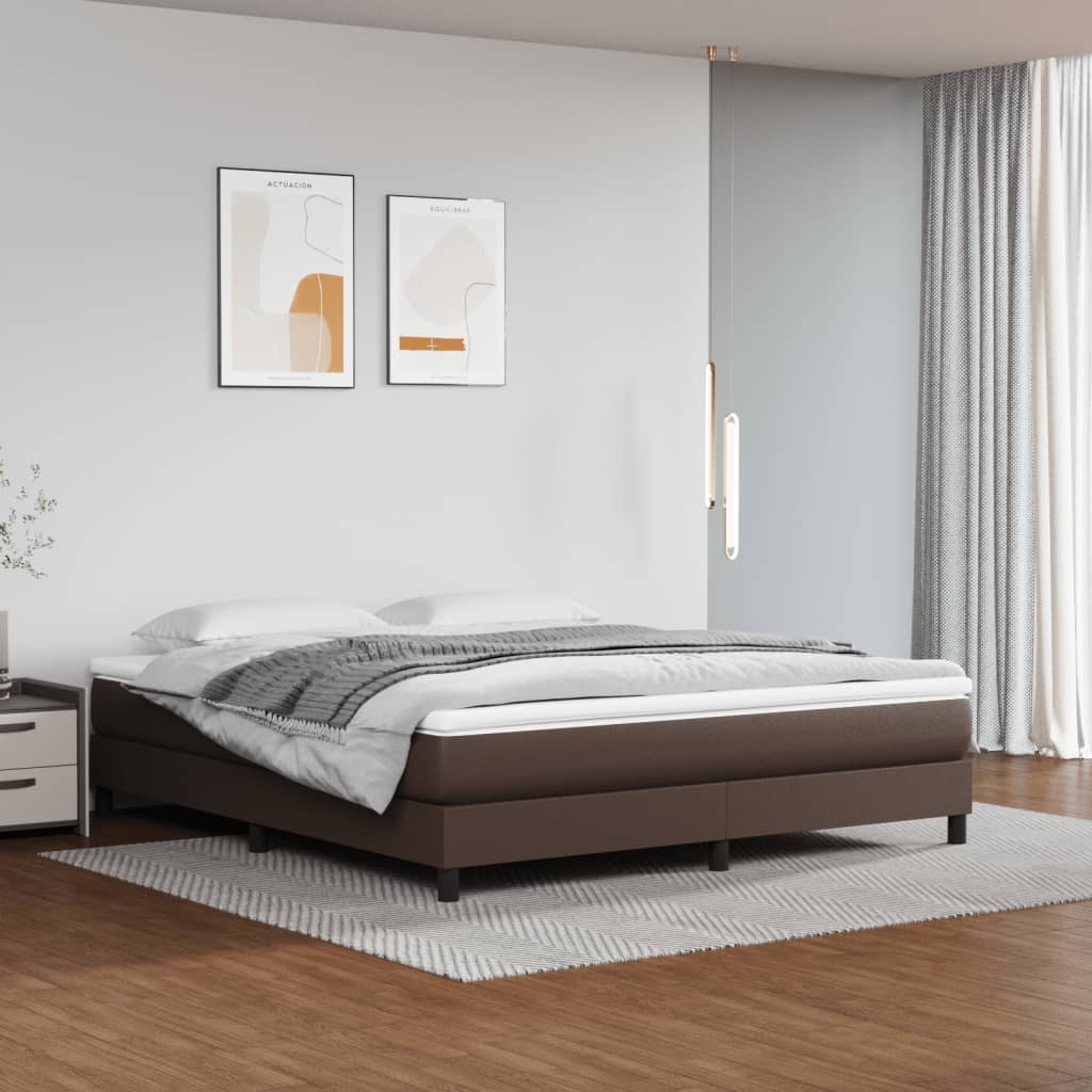Boxspring bed kunstleer bruin 180x200 cm – afbeelding 1