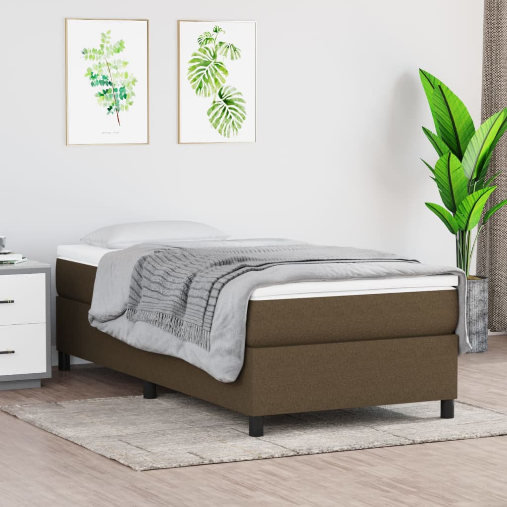 Boxspring bed 100x200 cm stof donkerbruin – afbeelding 1