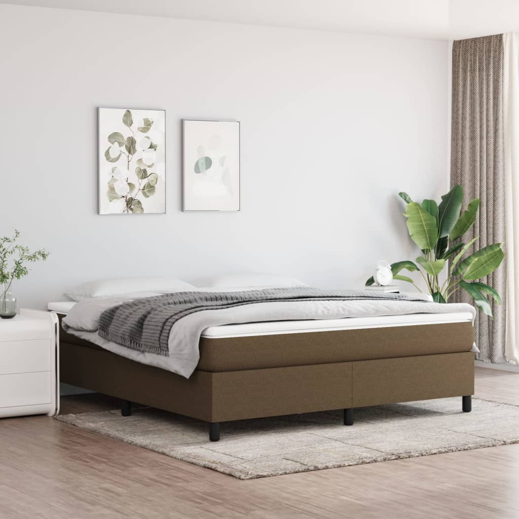 Boxspring bed stof donkerbruin 180x200 cm – afbeelding 1