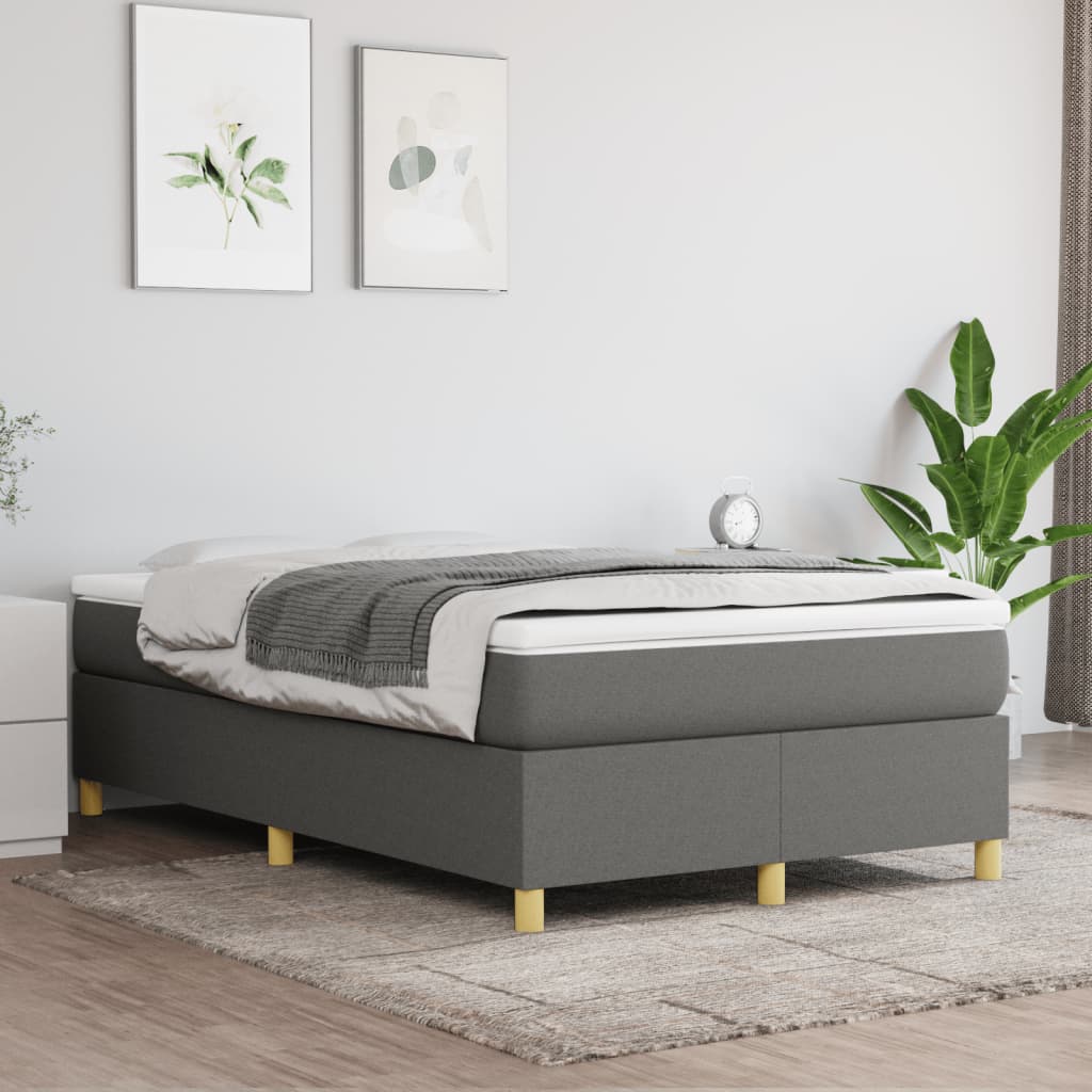 Boxspring bed 120x200 cm stof donkergrijs – afbeelding 1